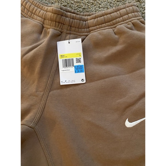 Nike Sportswear Club Fleece Mens Small Jogger Pants Taper Leg Light Brown New - Picture 3 of 8